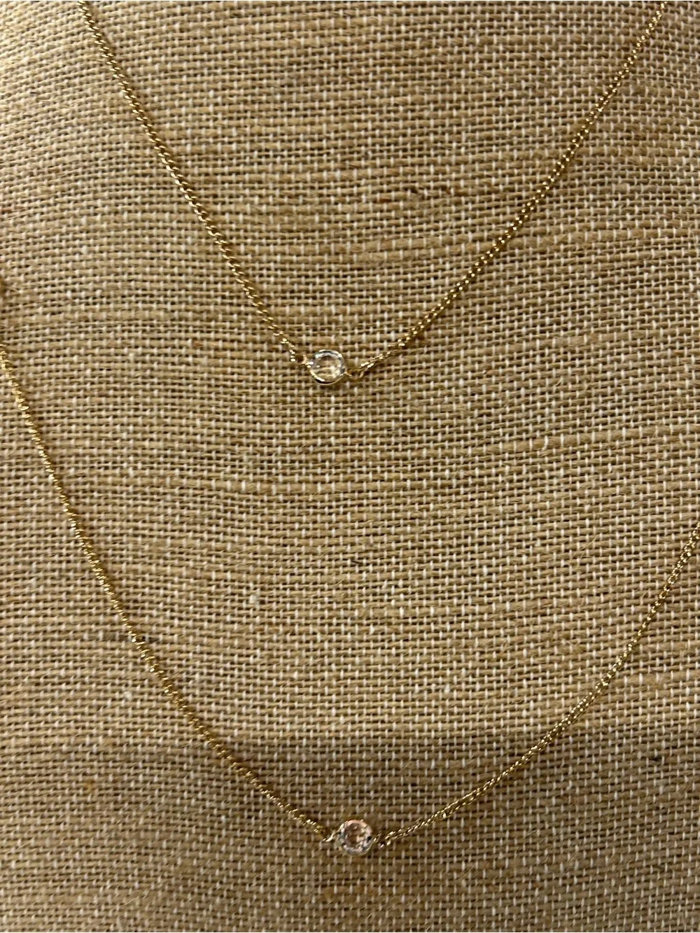 Beautiful vintage Sarah Cov gold tone crystal station layering necklace